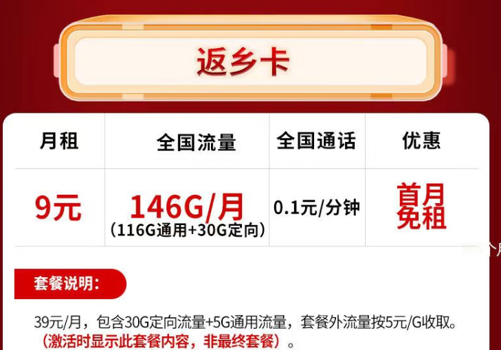為什么流量卡的套餐會優惠那么多，怎么優惠的？電信返鄉卡月租9元110G通用流量。