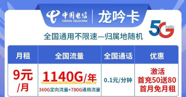 線上有哪些好用又資費低的流量卡套餐？9元月租、0月租免費用|電信龍吟卡、小優(yōu)卡